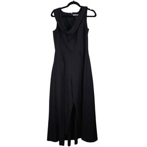 Kay Unger New York Black Maxi Jumpsuit Dress 10 Formal Occasion Elegant Modern